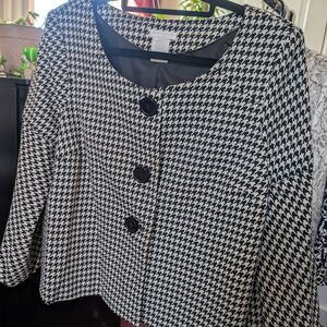 Women's Black and White Houndstooth Jacket